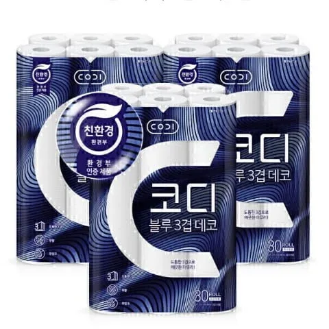 [지마켓] 코디 블루 3겹 데코 화장지 30롤3팩(27,920원/무료)