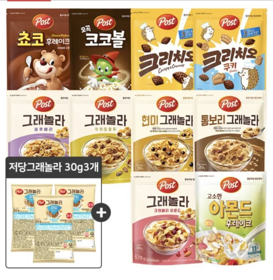 [옥션] 포스트 아몬드 후레이크 620g 3개 외 10종 골라담기+증정 (11,800원/무료)
