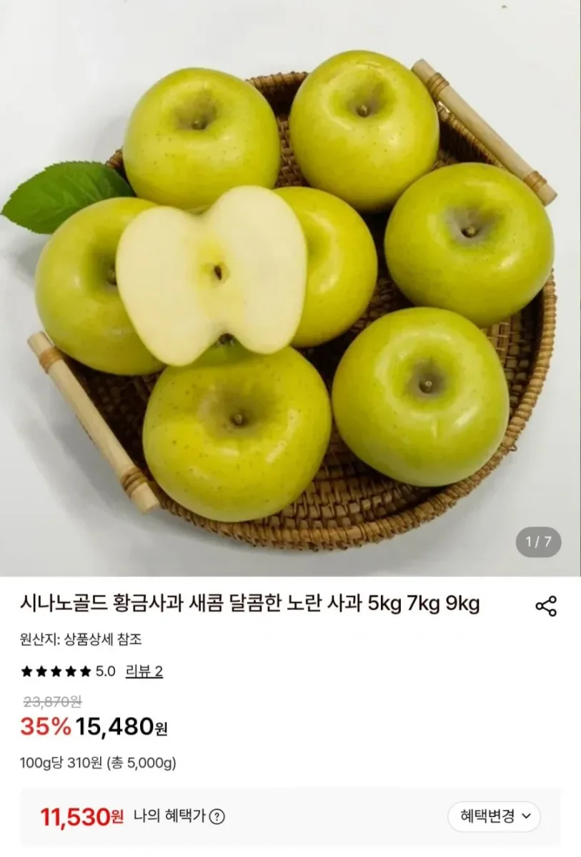 [롯데온] 시나노골드 사과 5kg (11,530원/무배)