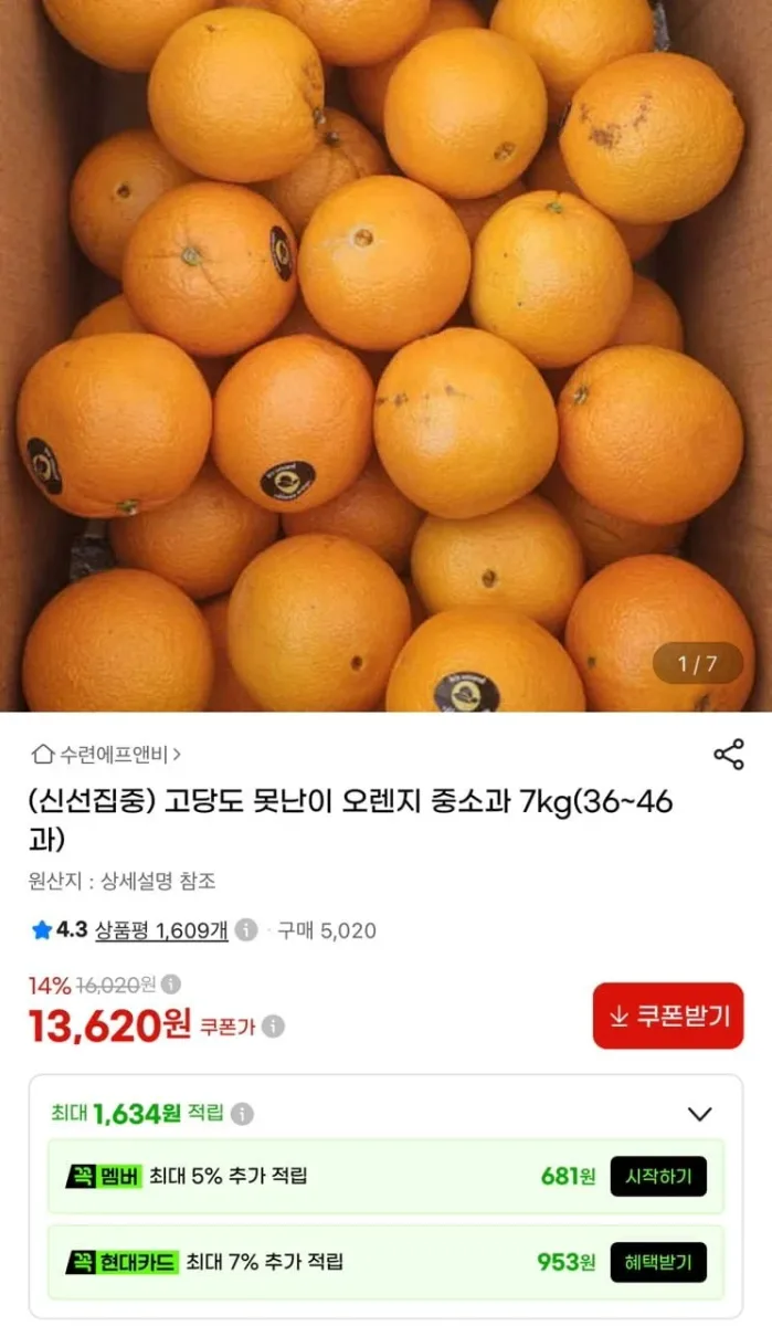 [G마켓] 네이블 호주 오렌지 7kg (13,620원/무배)