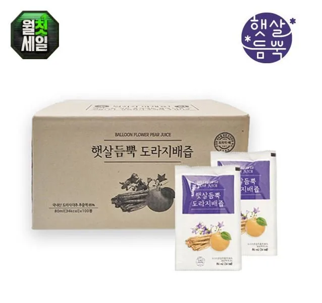 [G마켓] 햇살듬뿍 도라지배즙 100포 (카드 15,320원/무료)