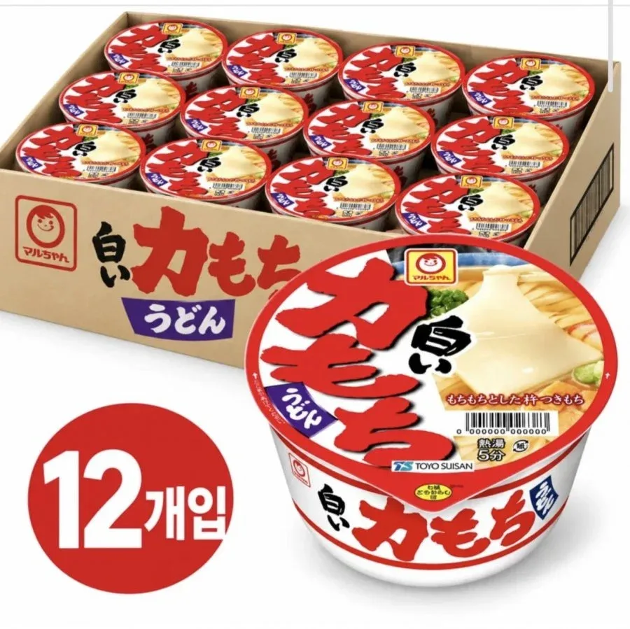 [네이버] 일본 컵라면 마루짱 시로이 치카라 모찌우동 109g 12개 (15,900원/무료)