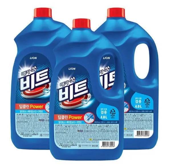 [G마켓] 비트 딥클린파워 액체세탁세제 일반/드럼 겸용 용기 4L 3개 (22,730원/무료)