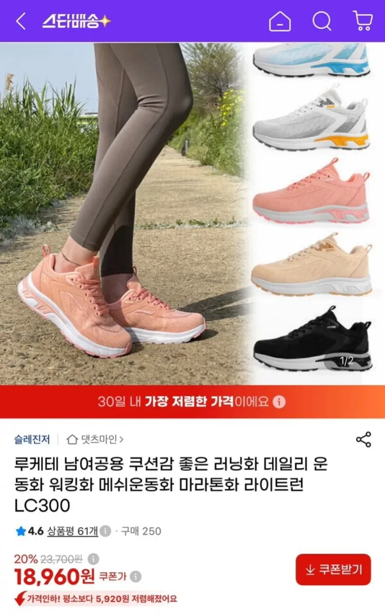 [지마켓] 슬레진저 루케테 러닝화 (18,960원/무료)