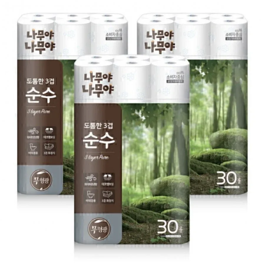 [지마켓] 나무야나무야 도톰한3겹순수 화장지 27mx30롤 3팩 (23,760원/무료배송)