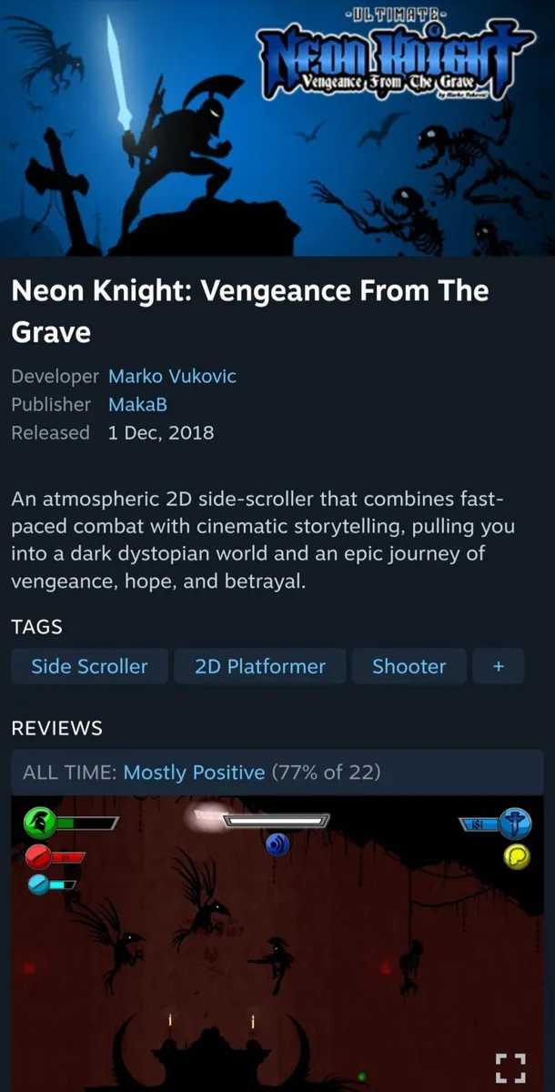 [스팀] Neon Knight: Vengeance From The Grave (무료/무료)