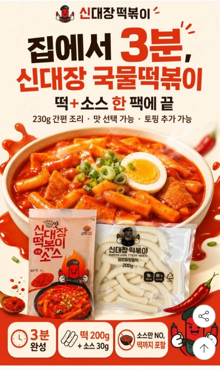 [G마켓] 신대장떡볶이1인분230그램 10팩 13,350원 무배