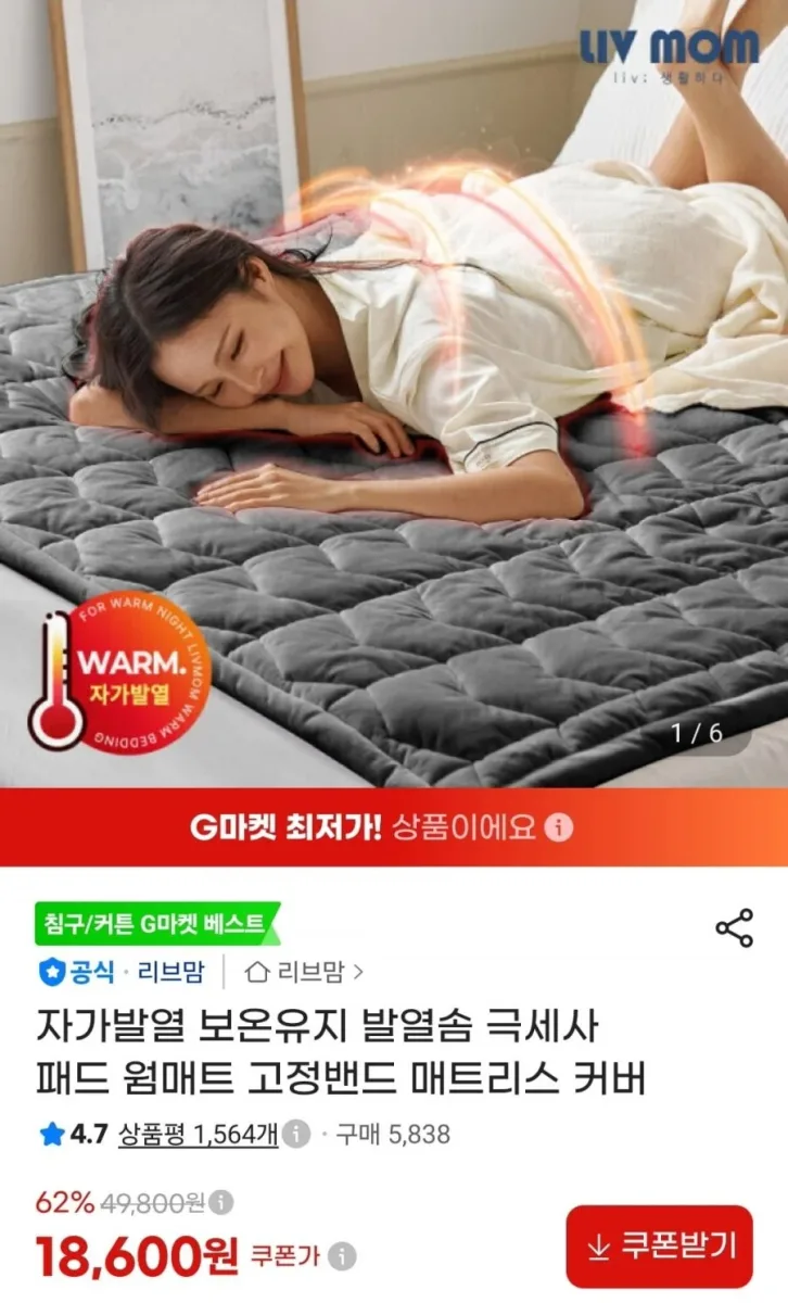 [지마켓] 리브맘 극세사 웜매트 (18,600원/무료)