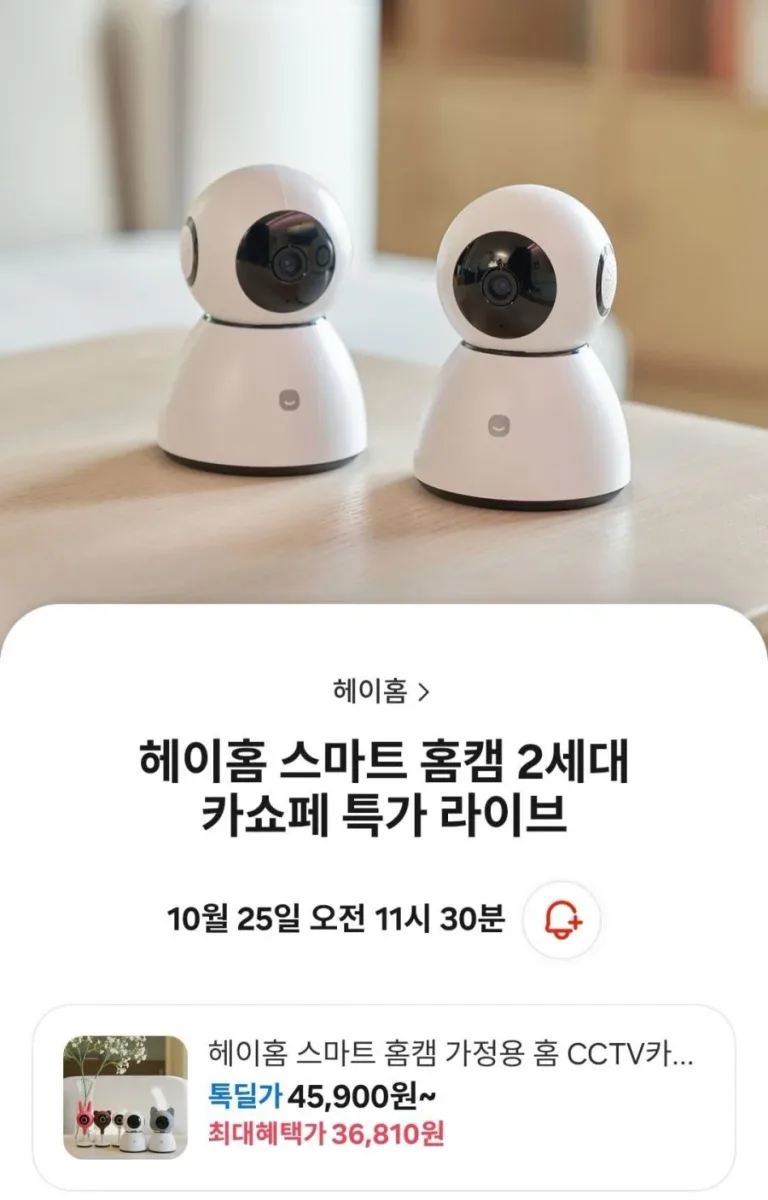 [카쇼라] 헤이홈 스마트 홈캠 가정용 홈 CCTV카메라 (39,510원/무료)