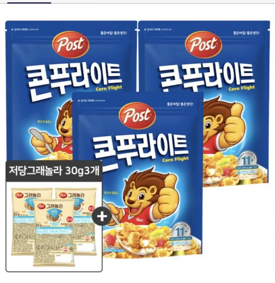 [옥션] 콘푸라이트 600g 3개 +그래놀라 저당렌틸오트 30g 3개 (9,500원/무료)