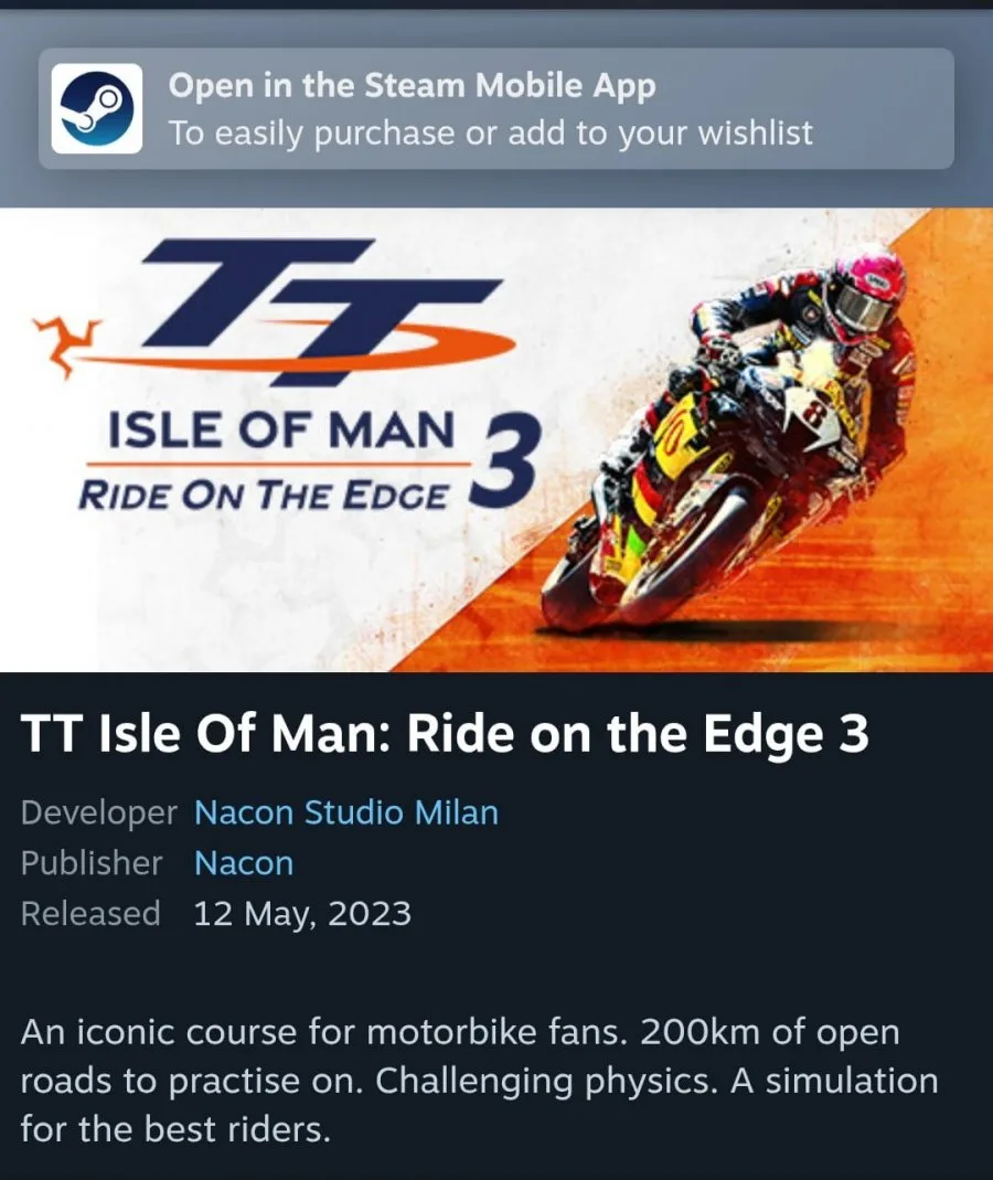[스팀] TT Isle Of Man: Ride on the Edge 3 (2,650원,무료)