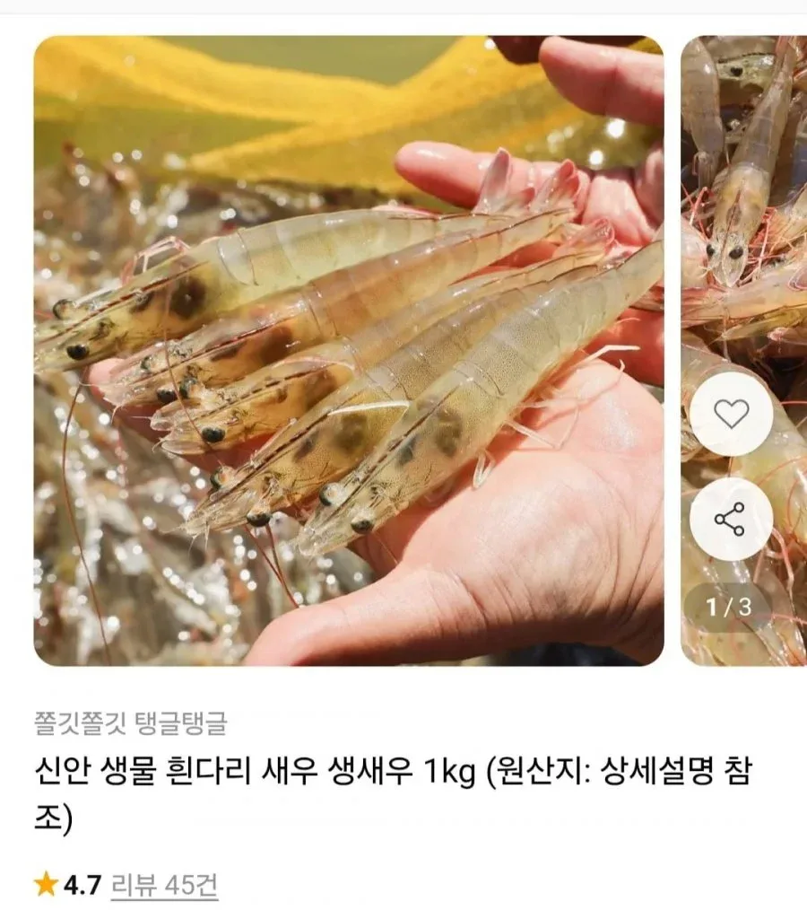 [11번가] 흰다리새우 1kg 40-45미 내외 (16,900원 / 무배)